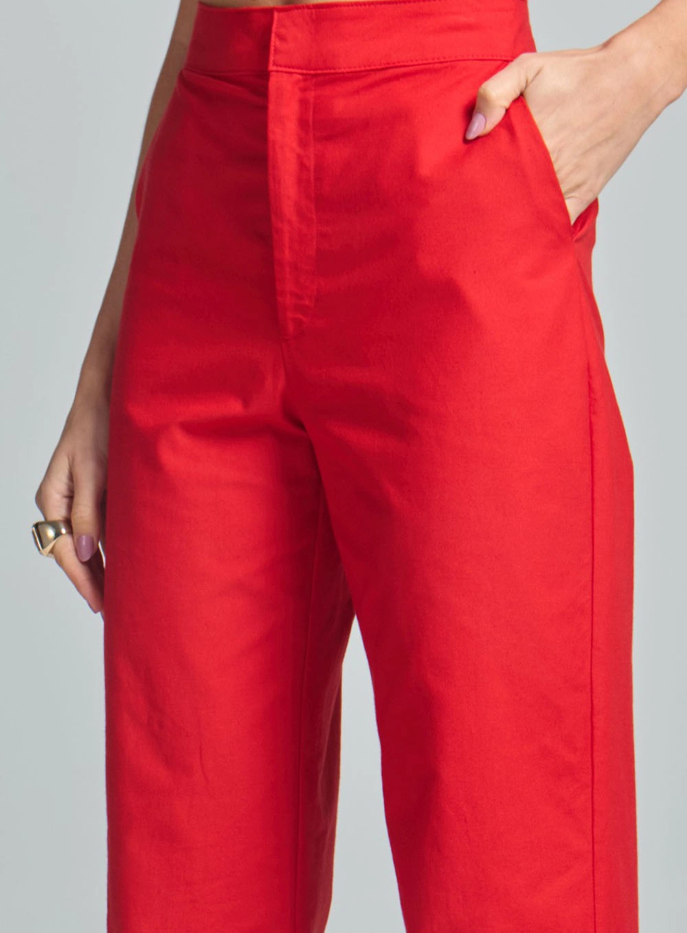 Calça Feminina Alfaiataria Reta Vermelho 3