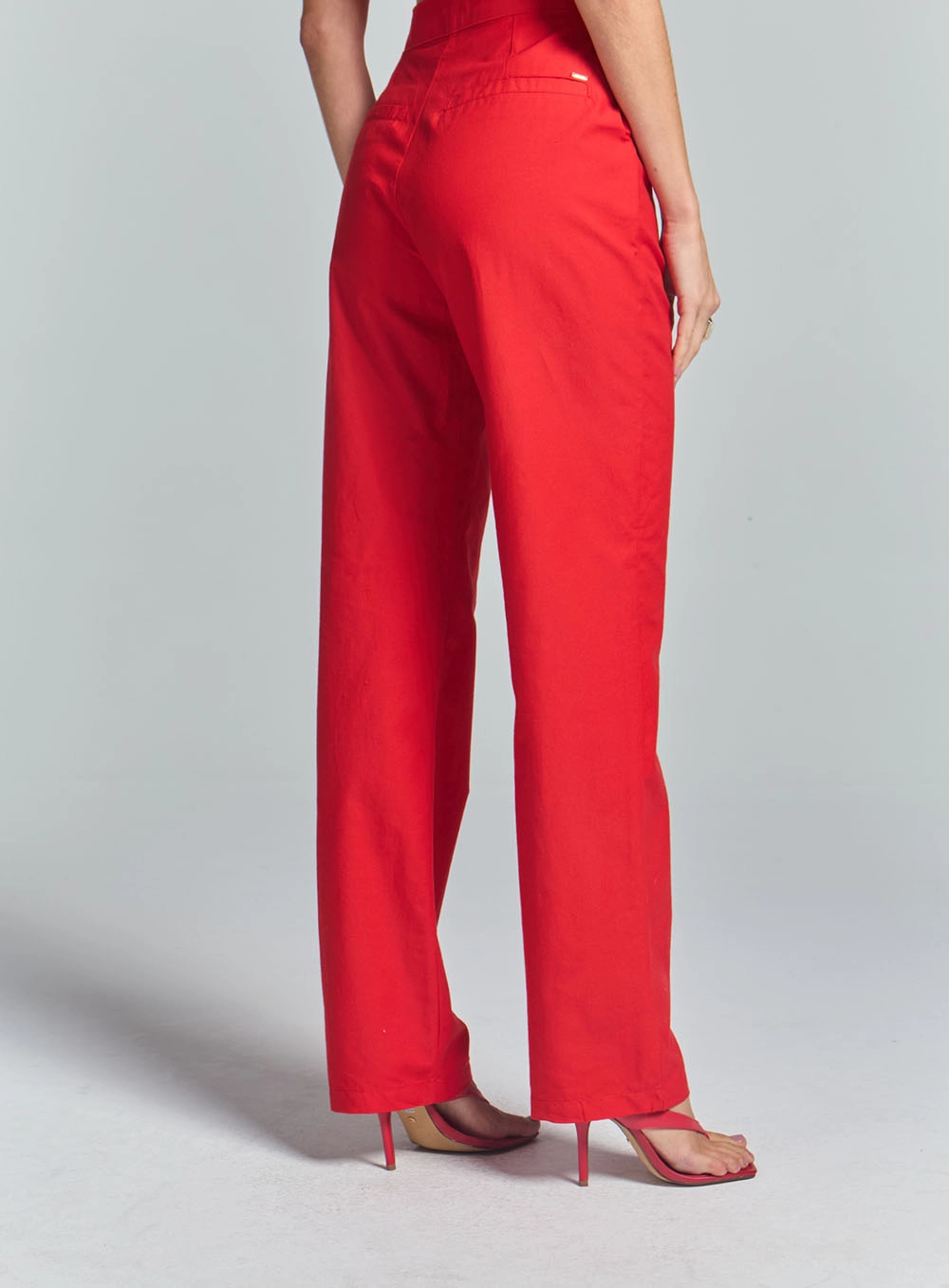 Calça Feminina Alfaiataria Reta Vermelho 4
