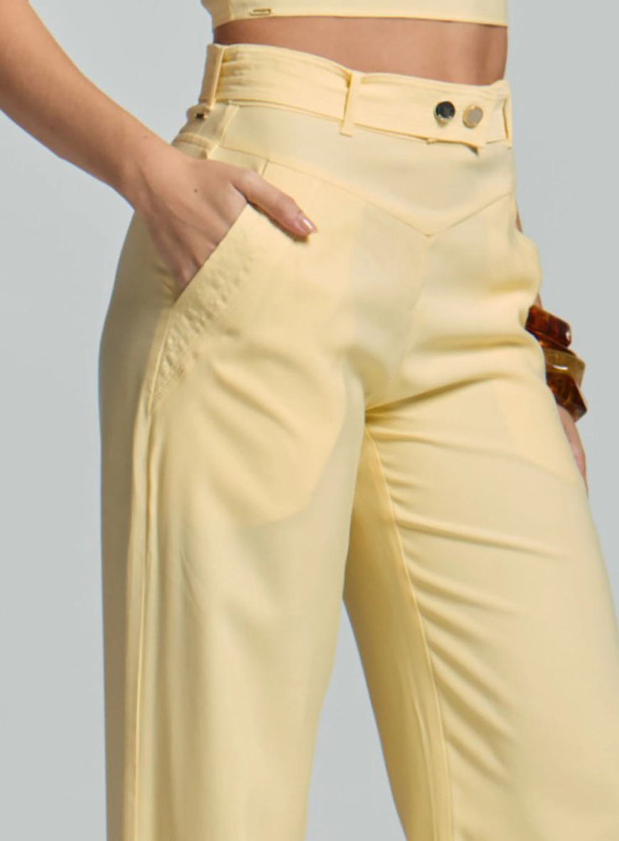 Calça Feminina Reta Alfaiataria Amarelo 3