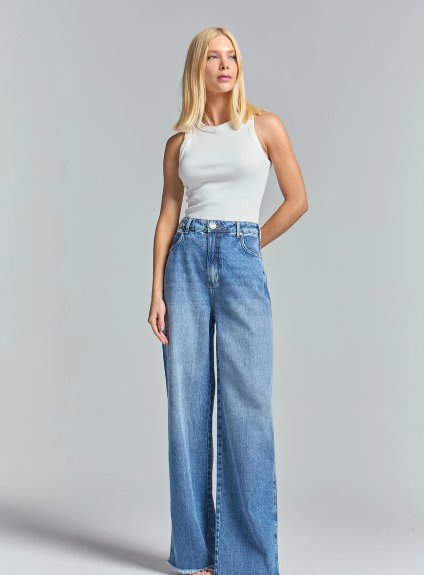 Calça Jeans Feminina Baggy Índigo 1