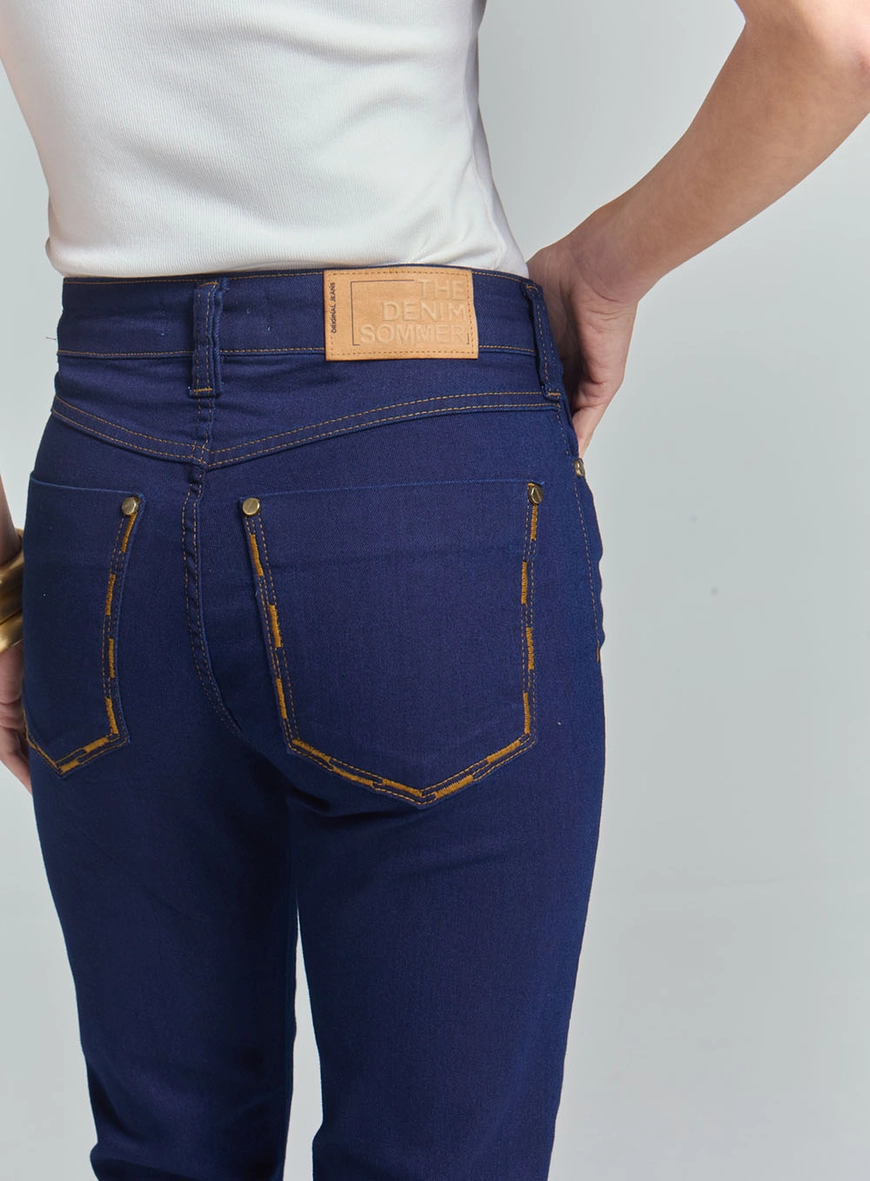 Calça Jeans Feminina Skinny Com Detalhe No Bolso Índigo 3