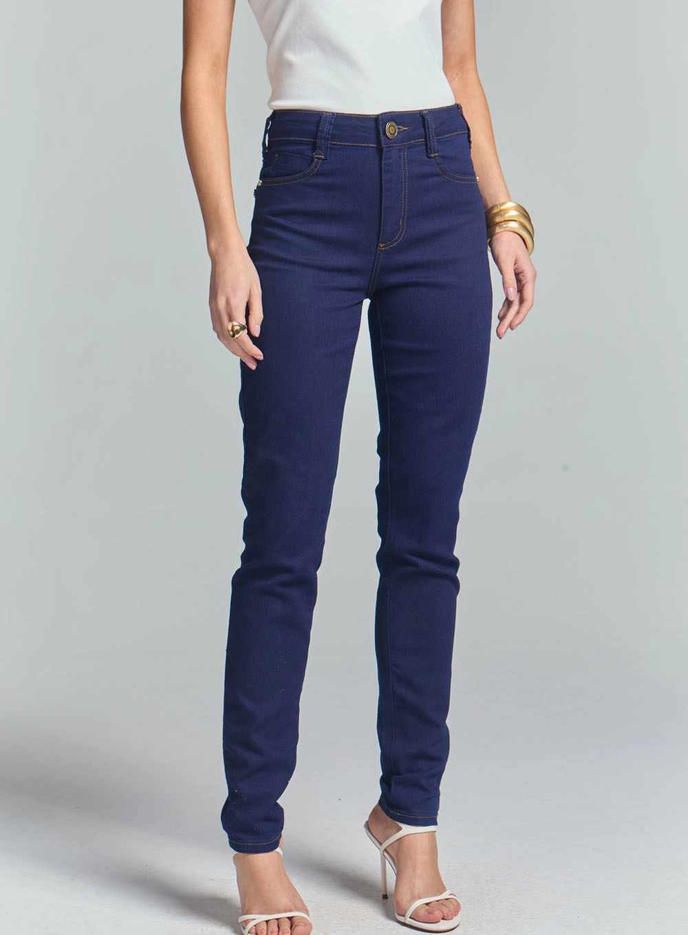 Calça Jeans Feminina Skinny Com Detalhe No Bolso Índigo 2