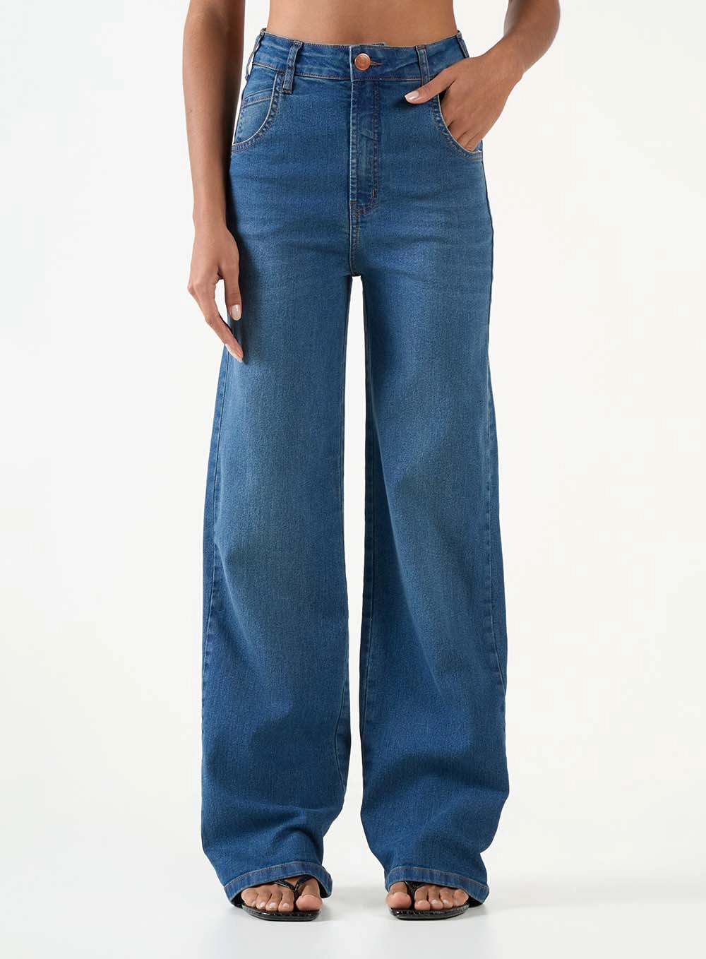 Calça Jeans Wide Leg Stretch Índigo 2