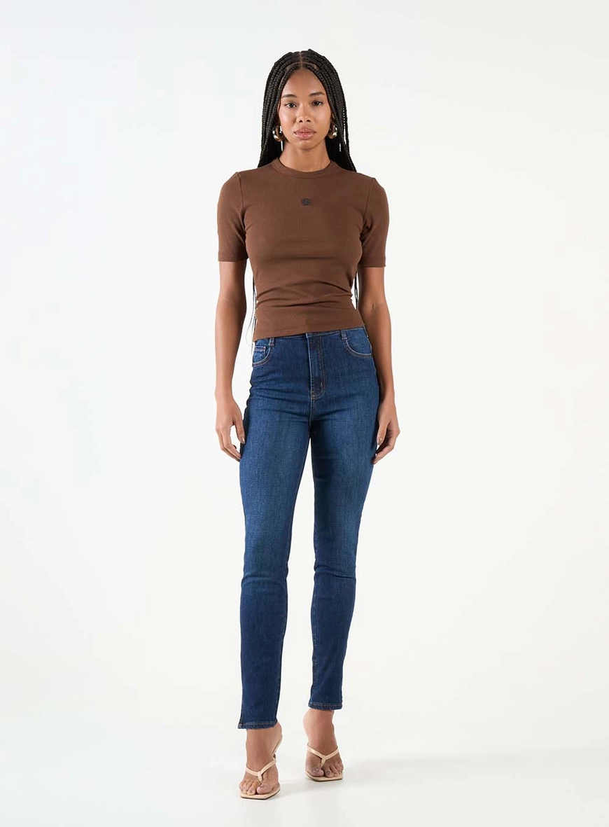 Calça Jeans Push Up Com Fenda Índigo 1