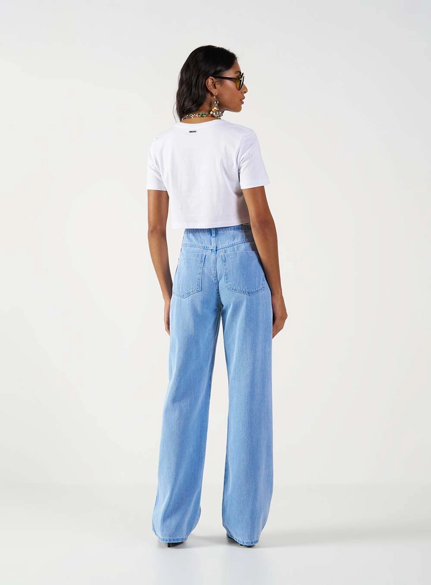 Calça Jeans Wide Leg Cós Alto Índigo 4