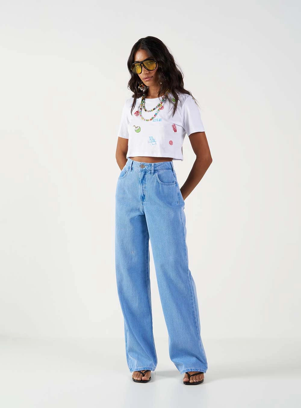Calça Jeans Wide Leg Cós Alto Índigo 1