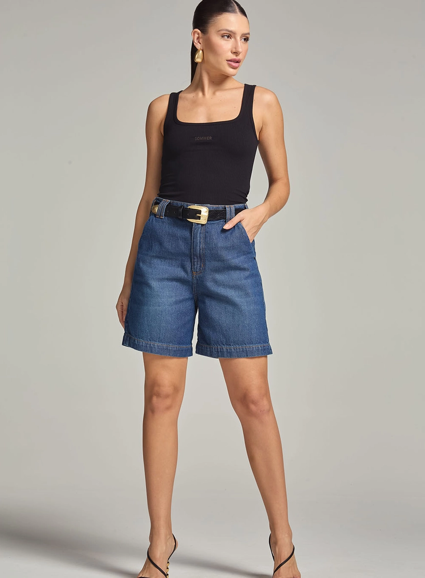 Bermuda Jeans Feminina Boyfriend Índigo 1