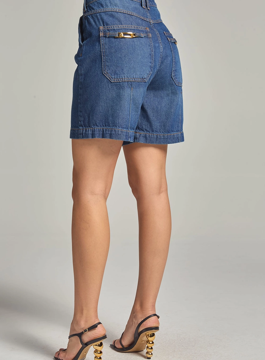 Bermuda Jeans Feminina Boyfriend Índigo 4