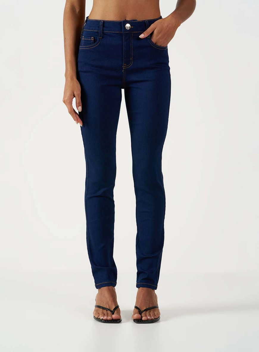 Calça Jeans Skinny Média Lavagem Escura Índigo 2