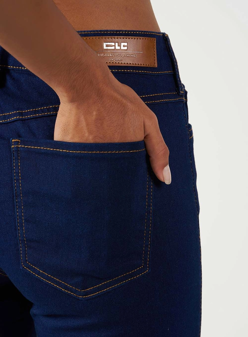 Calça Jeans Skinny Média Lavagem Escura Índigo 5