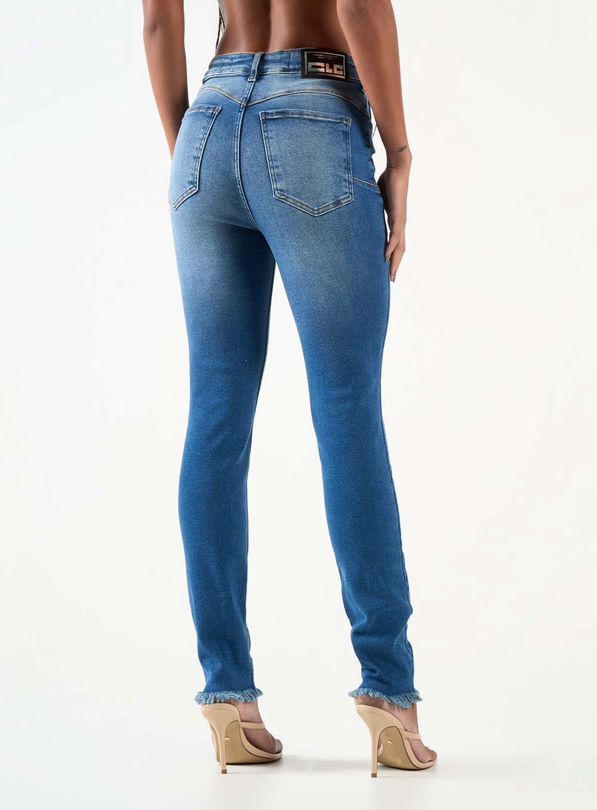 Calça Jeans Push Up Barra Desfiada Índigo 3
