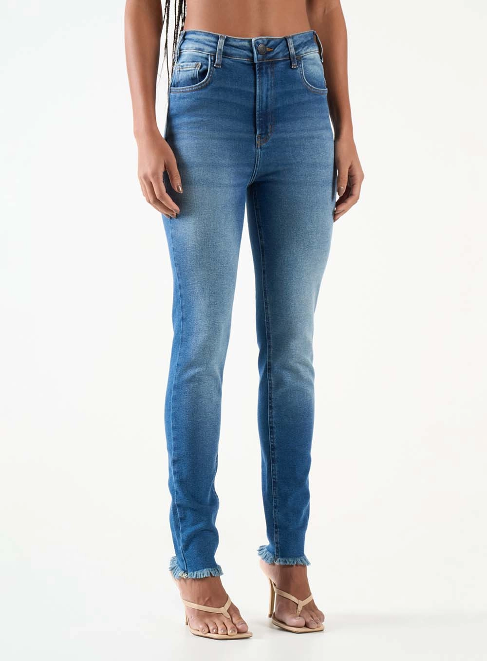 Calça Jeans Push Up Barra Desfiada Índigo