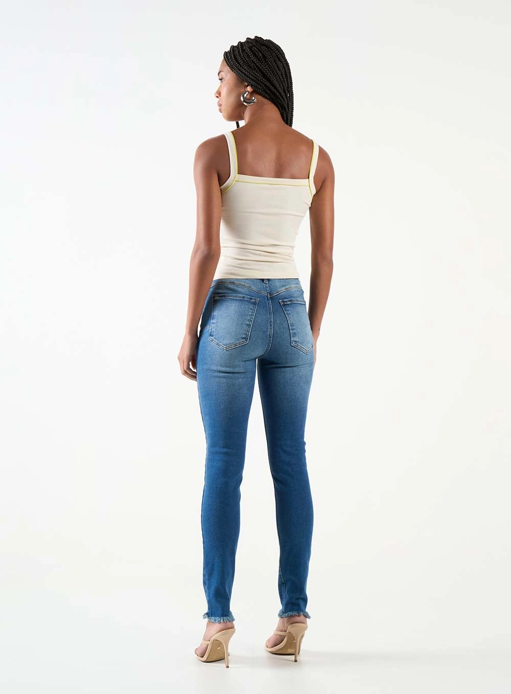 Calça Jeans Push Up Barra Desfiada Índigo