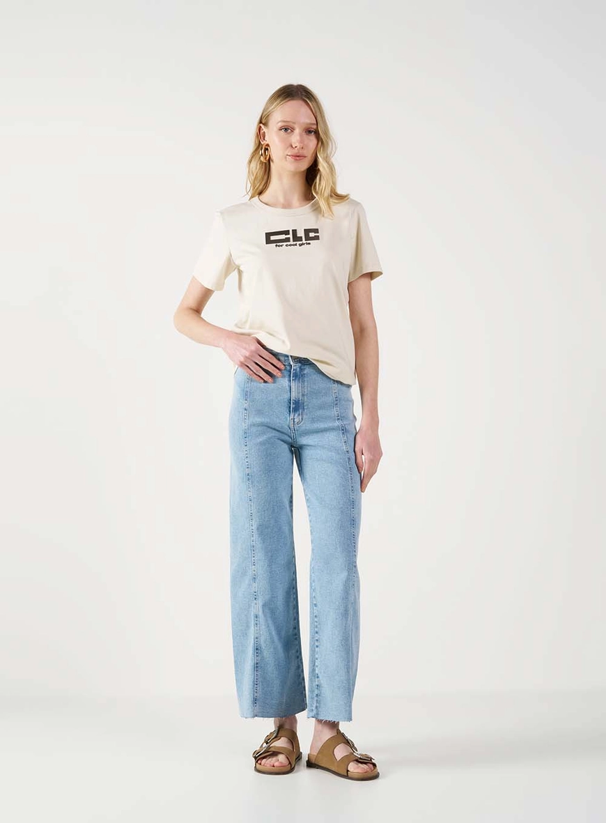 Calça Jeans Feminina Wide Leg Barra A Fio Índigo 1