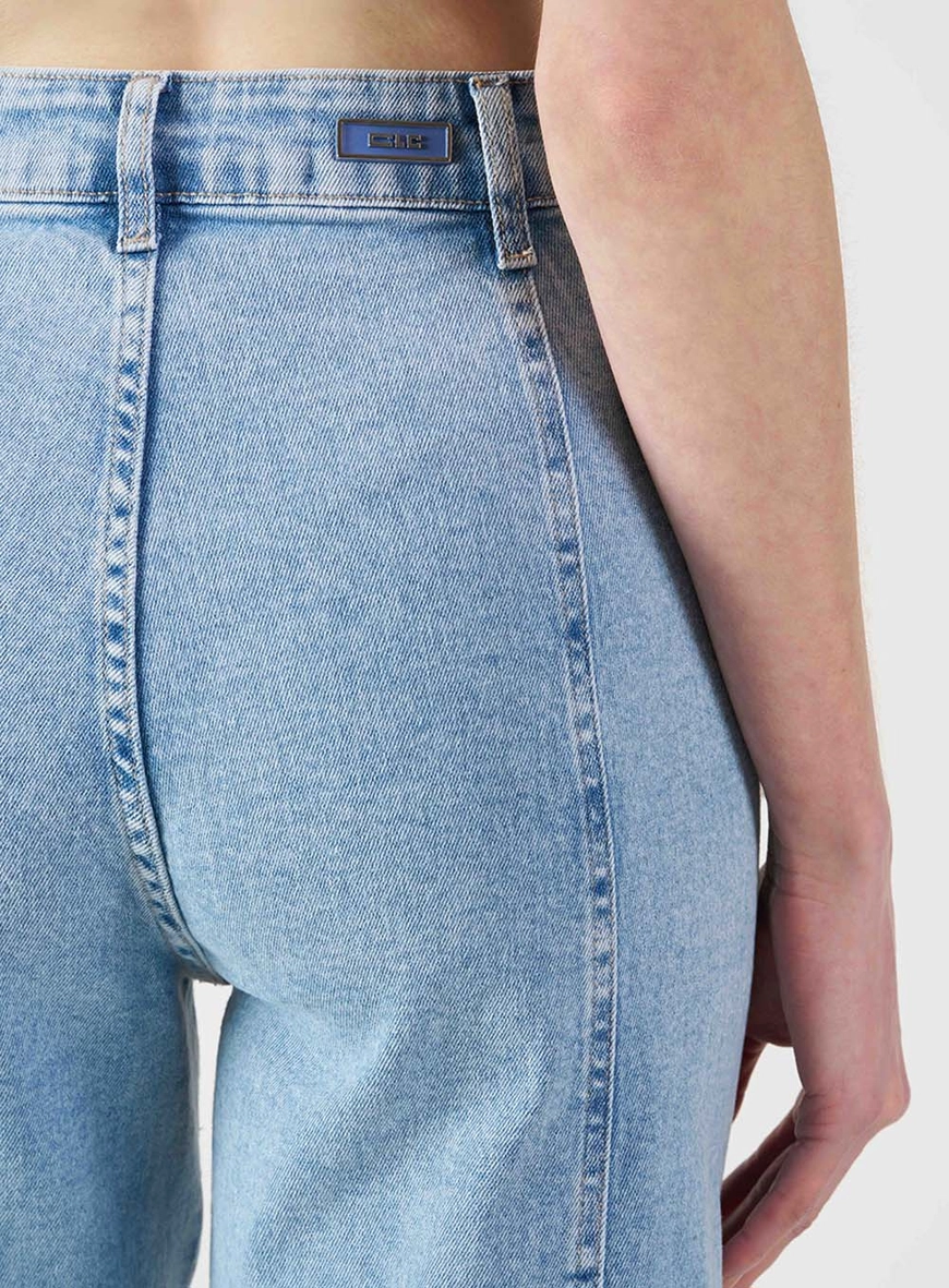 Calça Jeans Feminina Wide Leg Barra A Fio Índigo 5