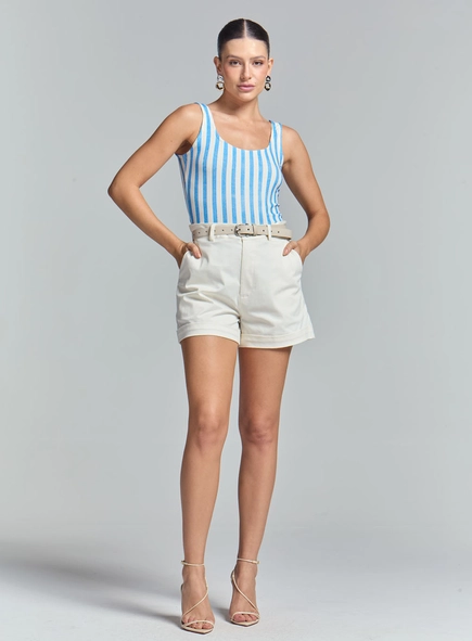 Short Alfaiataria Com Dobra Na Barra