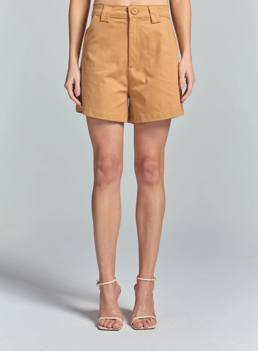 Short Tecido Plano 1 Feminino Sommer Bege 2