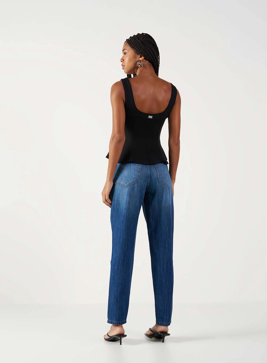 Calça Jeans Feminina Mom Com Logo Índigo 4