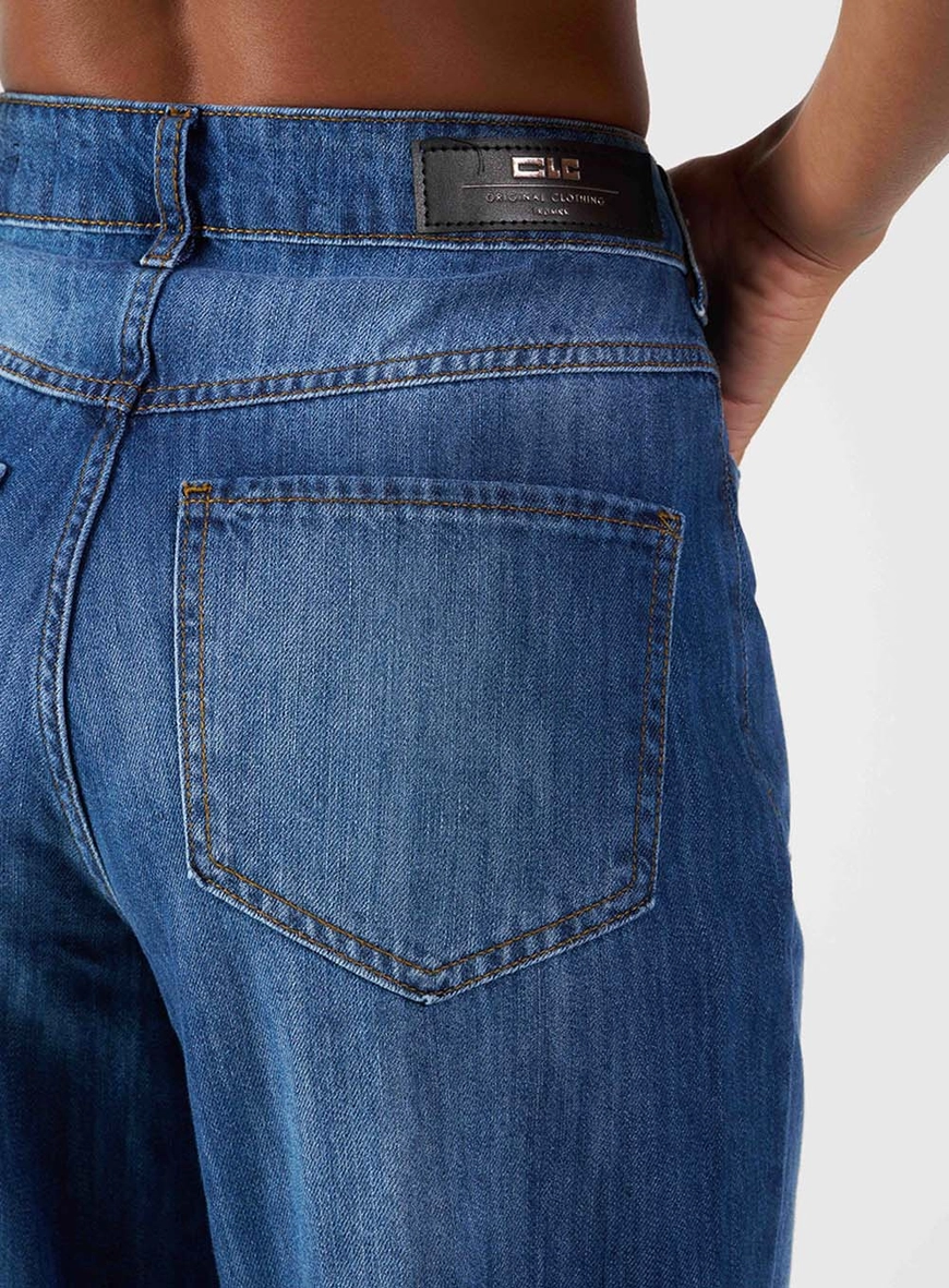 Calça Jeans Feminina Mom Com Logo Índigo 5