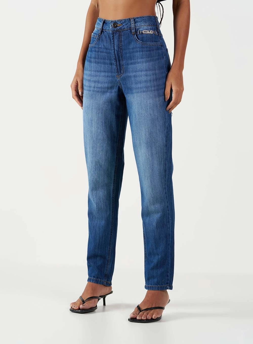 Calça Jeans Feminina Mom Com Logo Índigo 2