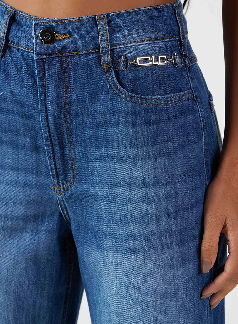 Calça Jeans Feminina Mom Com Logo Índigo 6
