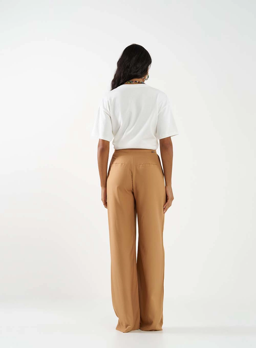 Calça Alfaiataria Wide Leg Marrom Delle 4