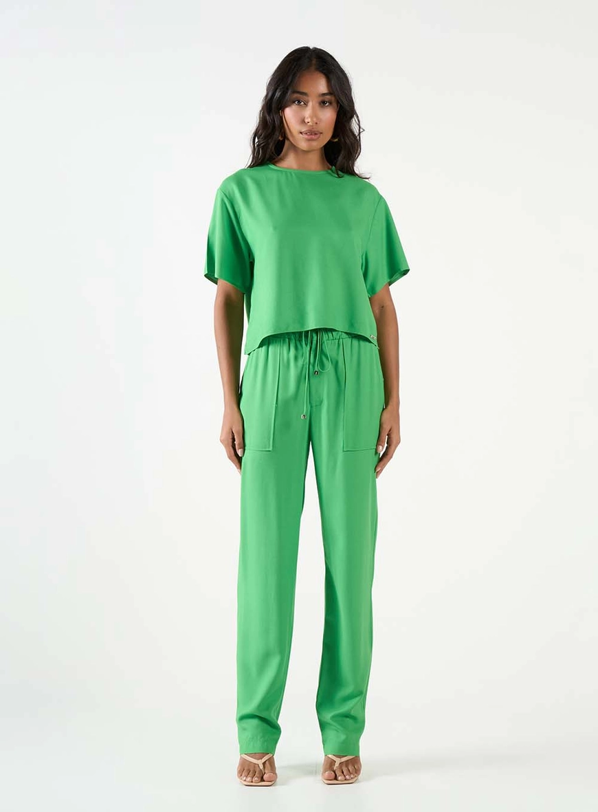 Calça Alfaiataria Jogger Cós Com Elástico Verde 1