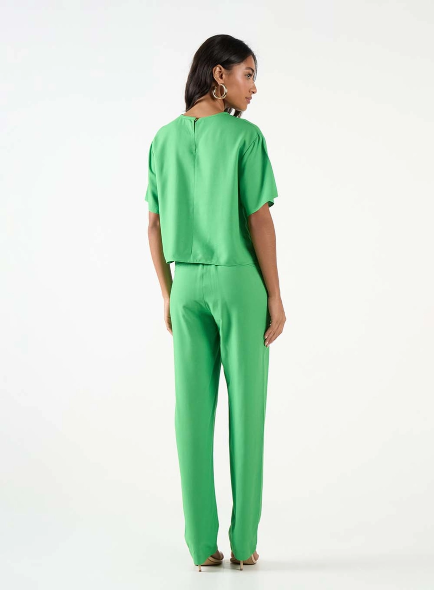 Calça Alfaiataria Jogger Cós Com Elástico Verde 4