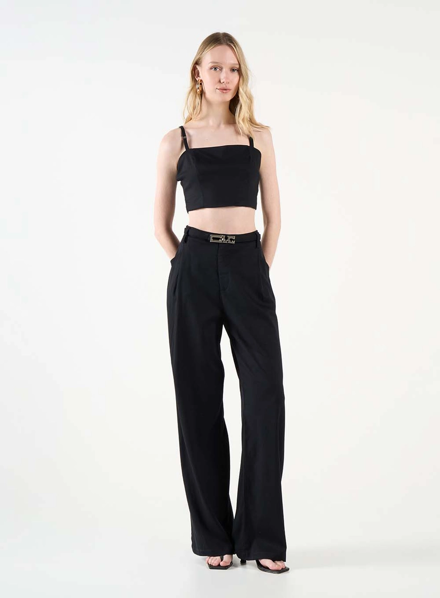 Calça Alfaiataria Wide Leg Com Cinto Preto 1