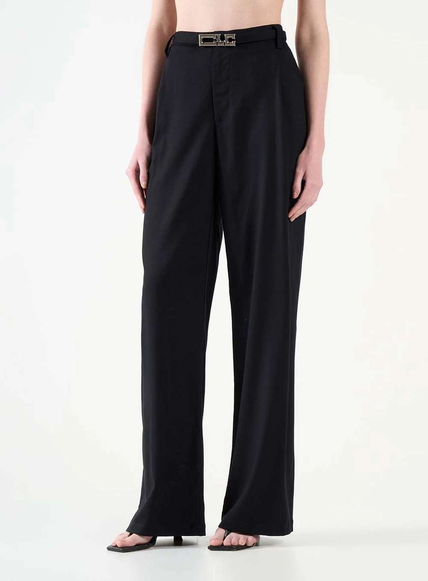 Calça Alfaiataria Wide Leg Com Cinto Preto 2