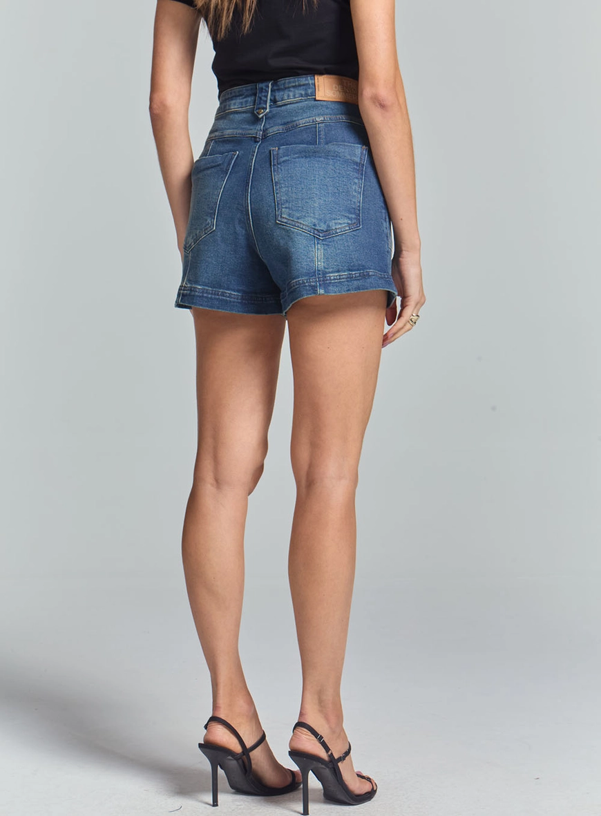 Short Jeans Vintage Com Bolsos Frontais Índigo 4