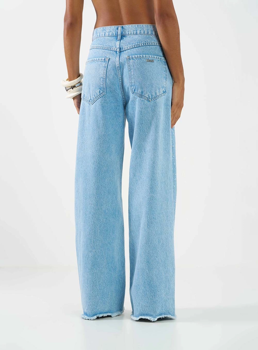 Calça Jeans Baggy Com Aplicação Índigo 3