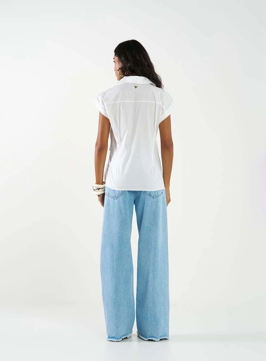 Calça Jeans Baggy Com Aplicação Índigo 4