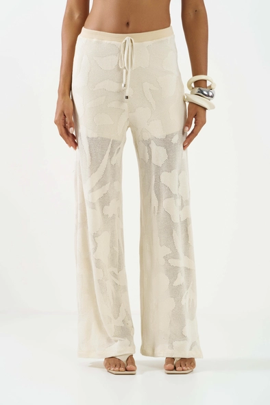 Calça Wide Leg Em Tricô