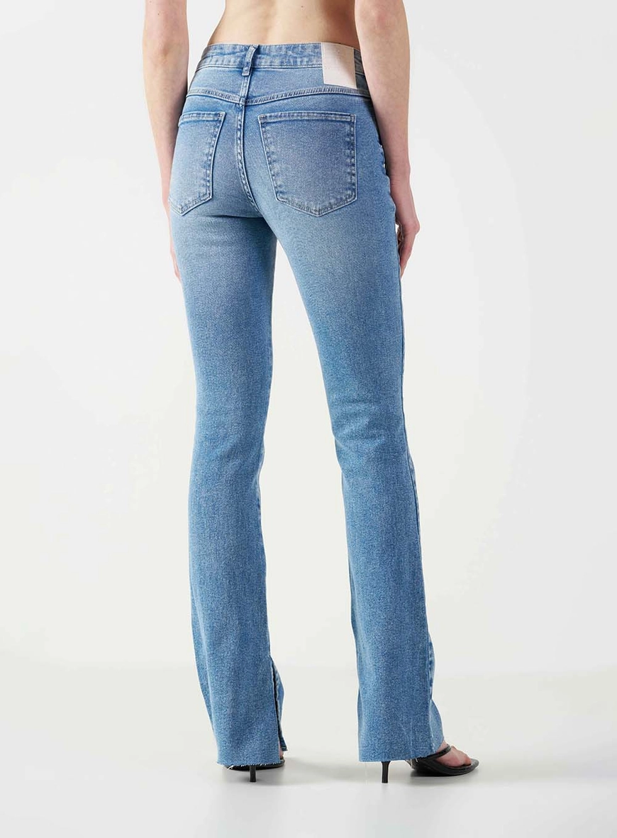Calça Jeans Reta Stretch Com Aplicação Índigo 3