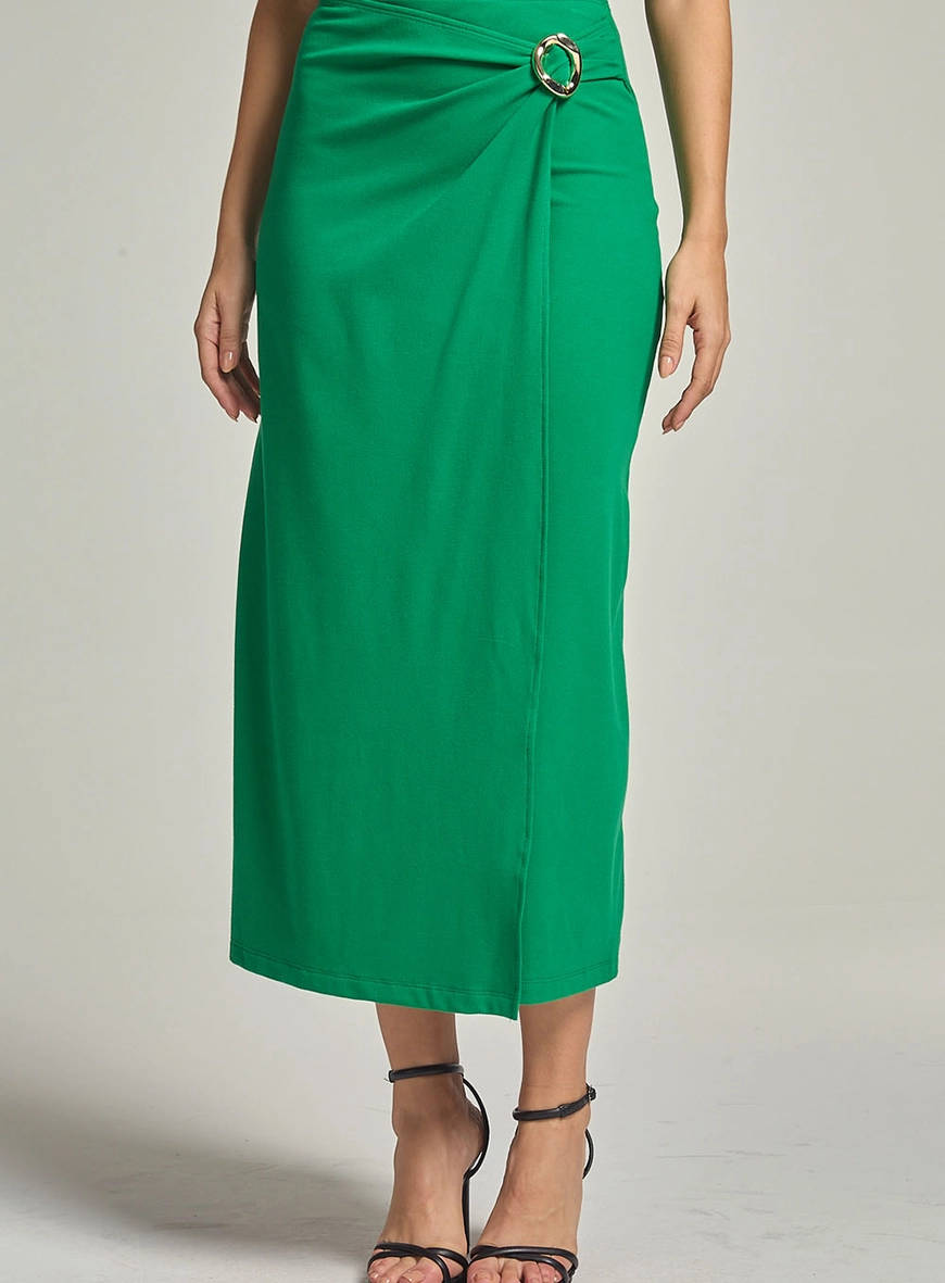 Saia Midi Reta Transpassada Verde Vanity 2