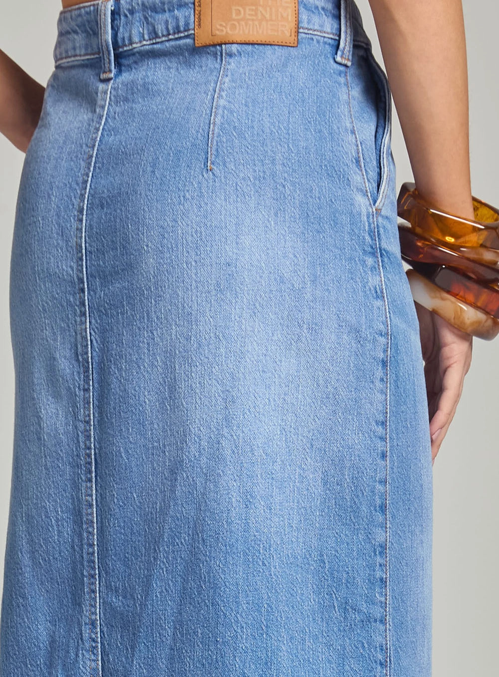 Saia Longa Jeans Com Fenda Índigo 4