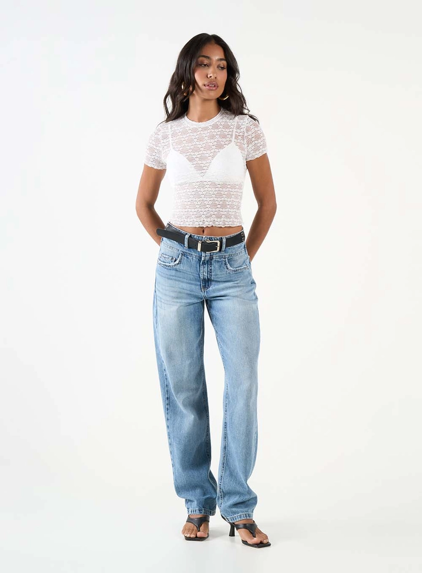 Calça Jeans Reta Com Cinto Preto Índigo 1
