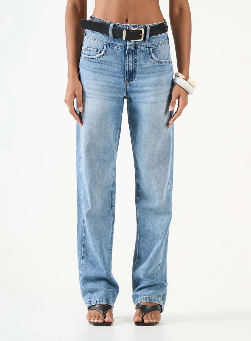 Calça Jeans Reta Com Cinto Preto Índigo 2