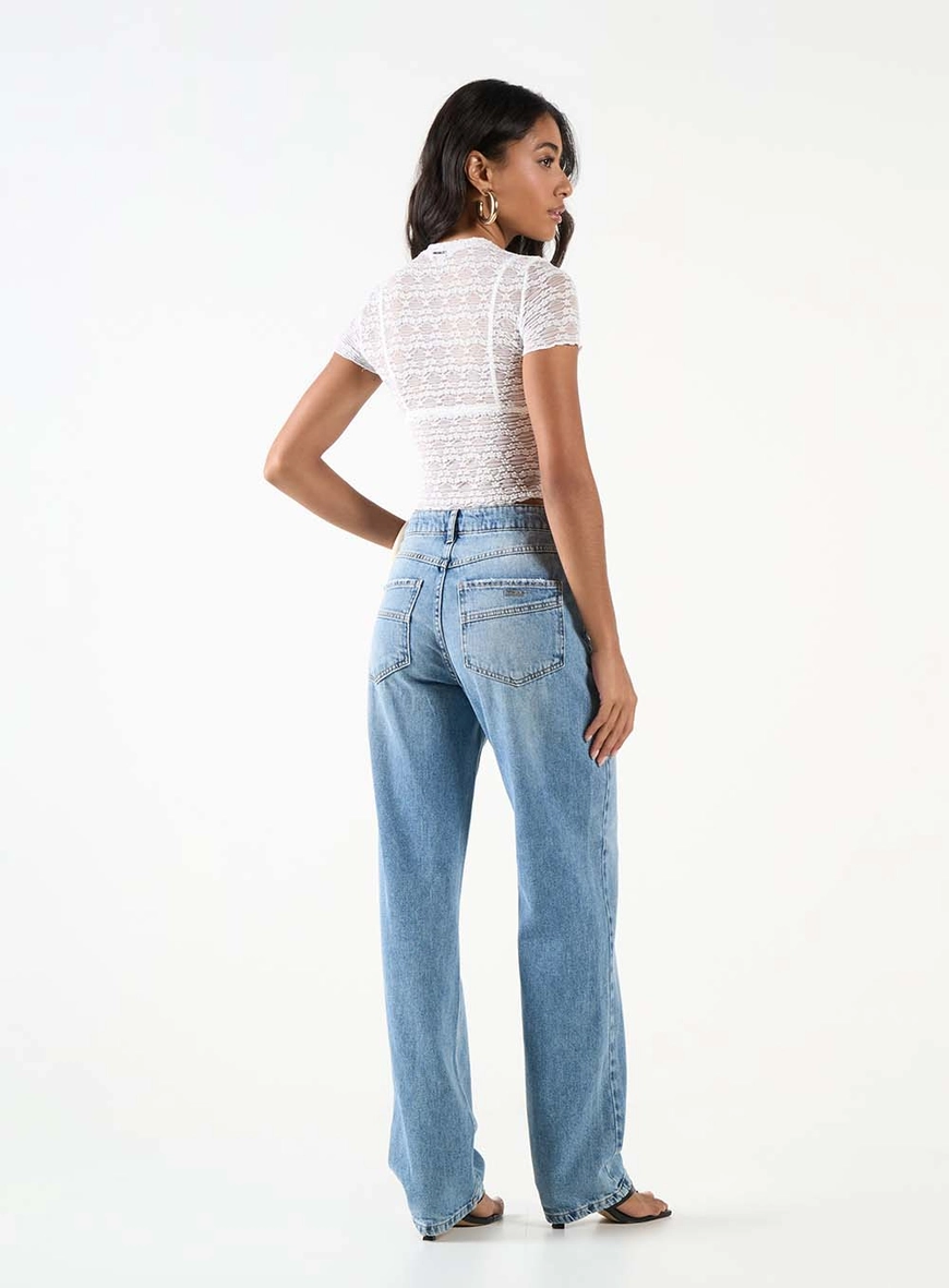 Calça Jeans Reta Com Cinto Preto Índigo 4
