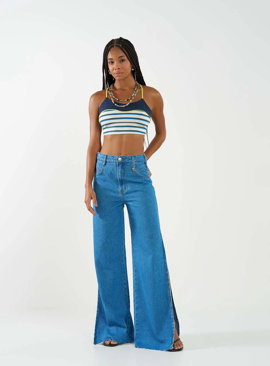 Calça Jeans Wide Leg com Fenda Lateral CLC | Loja Oficial | Compre