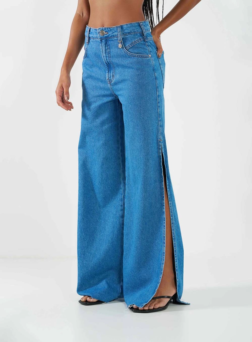 Calça Jeans Wide Leg com Fenda Lateral CLC | Loja Oficial | Compre