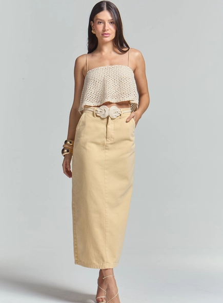 Saia Sarja Midi Com Cinto