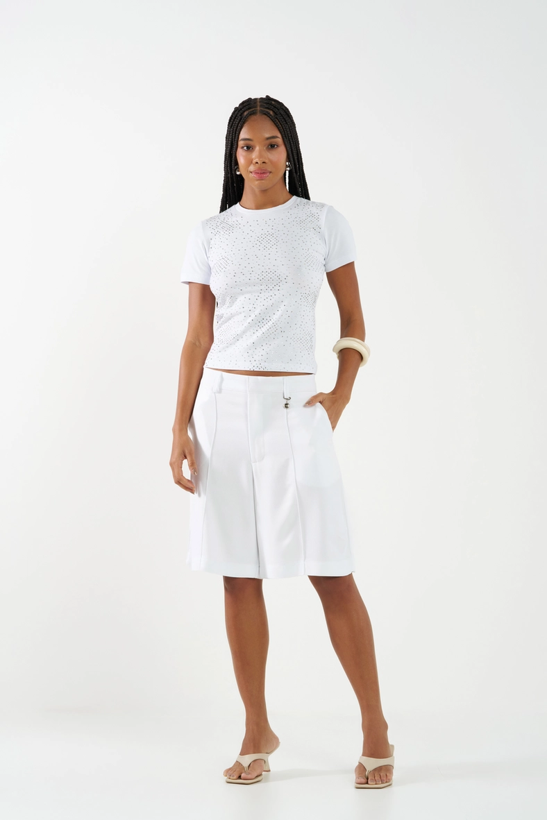 Bermuda Alfaiataria Bolso Faca Branco 1
