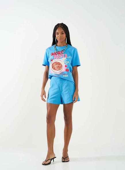Short Feminino Alfaiataria Linho