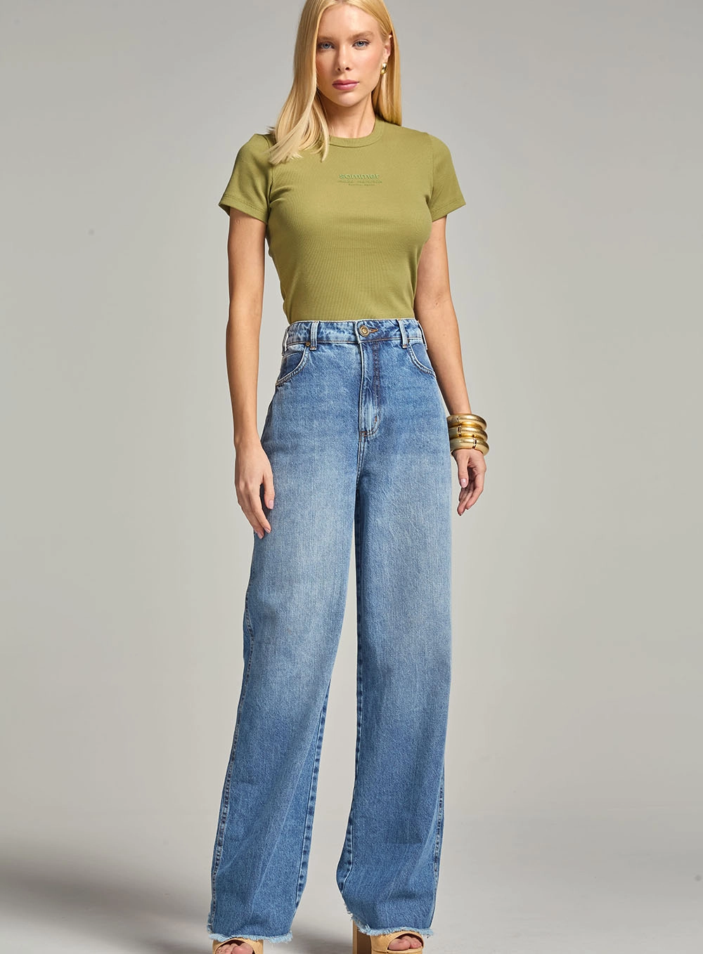 Camiseta Feminina Small Canelada Verde 1