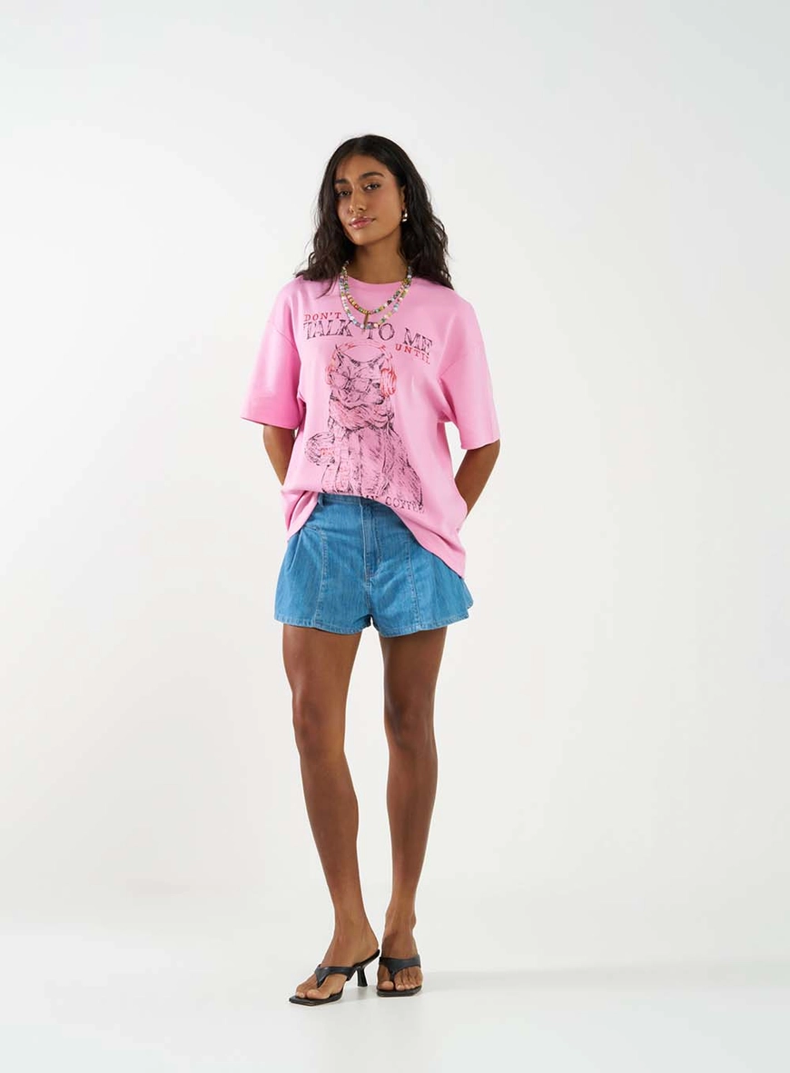 Short Jeans Feminino Trapeze Alta Godê Índigo 1