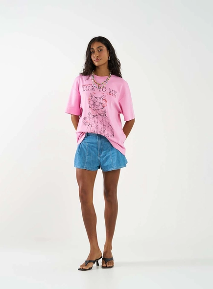 Short Jeans Feminino Trapeze Alta Godê