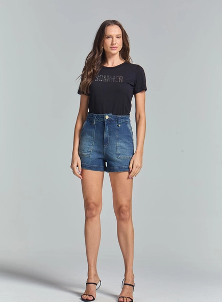 Camiseta Feminina Small Com Aplicação
