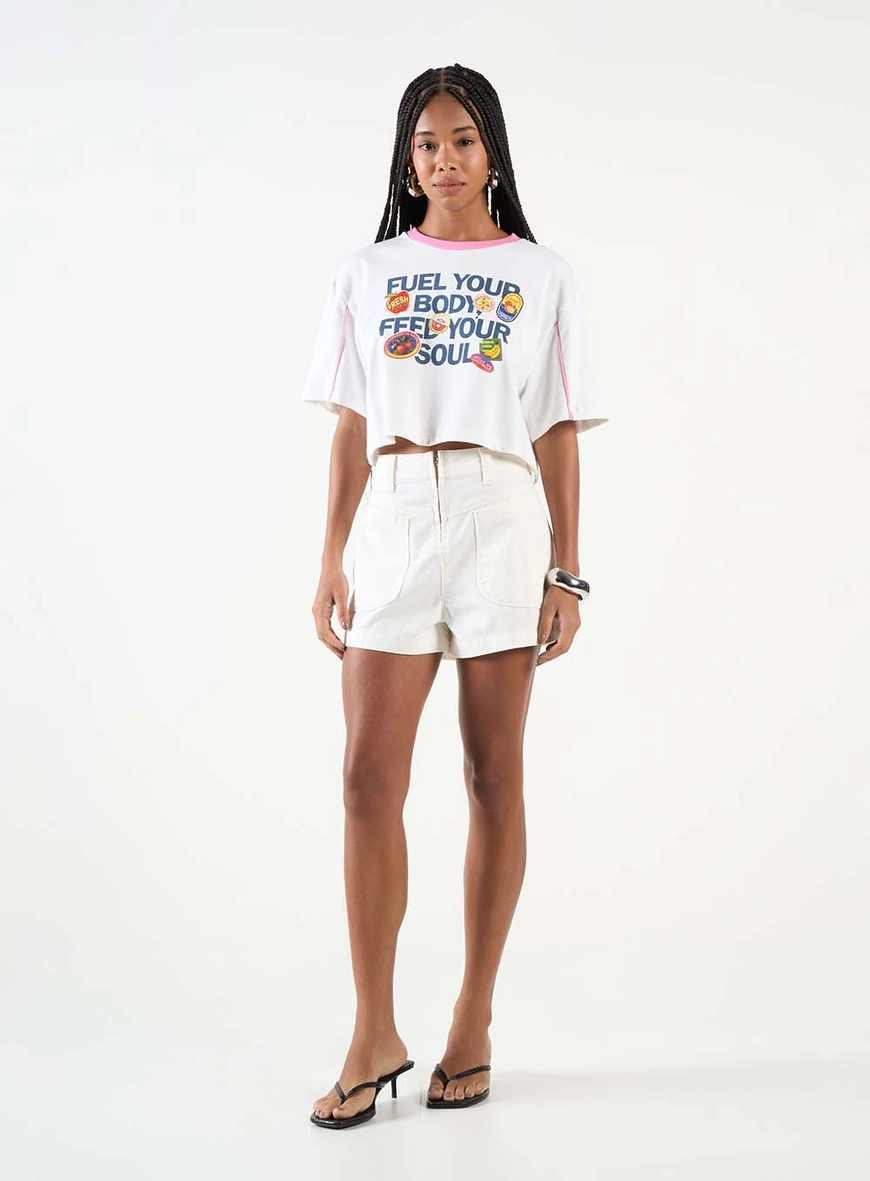 Short Sarja Trapeze Alta Com Bolso Sobreposto Off Shell 1